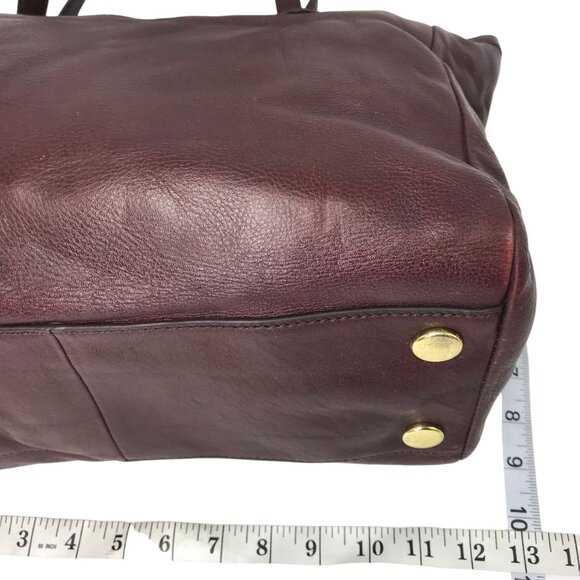 FOSSIL Sydney Burgundy Leather Double Handle Large Tote Bag Zip Top - Picture 9 of 14